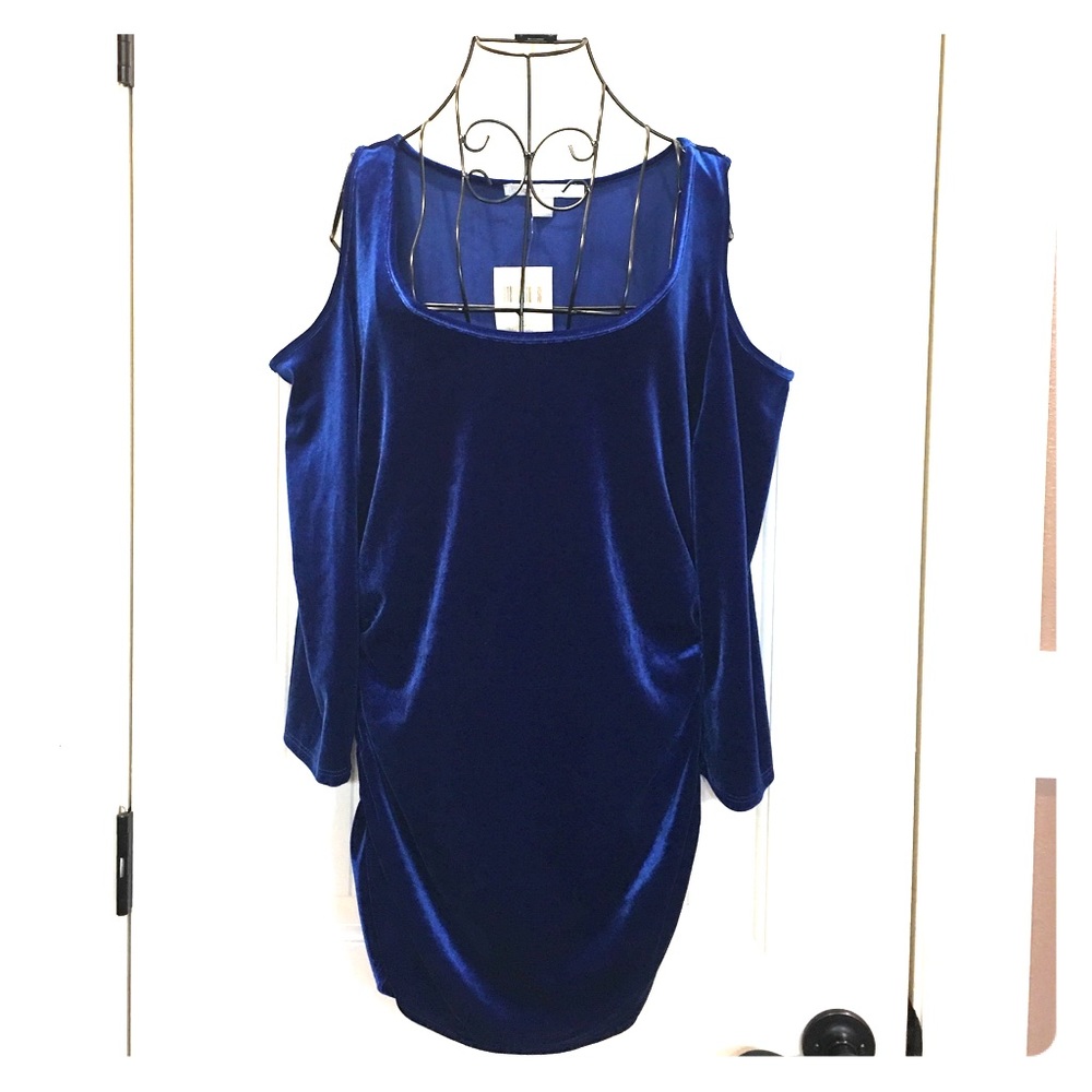 Boston Proper velvet Rushed Top-Cobalt Blue Large